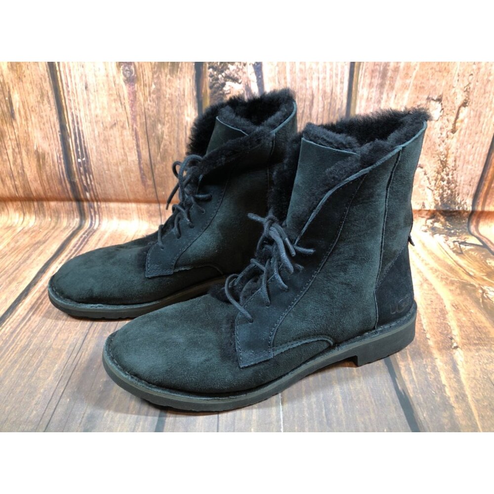 UGG Quincy Black Shearling Lined Ankle Bootie 1012359 Womens 8 /39 (g6o